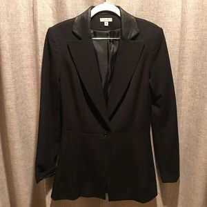 Black blazer with leather collar